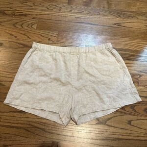 Banana Republic Linen Blend Women's‎ Shorts Beige Size XL Stretch Waist Pockets